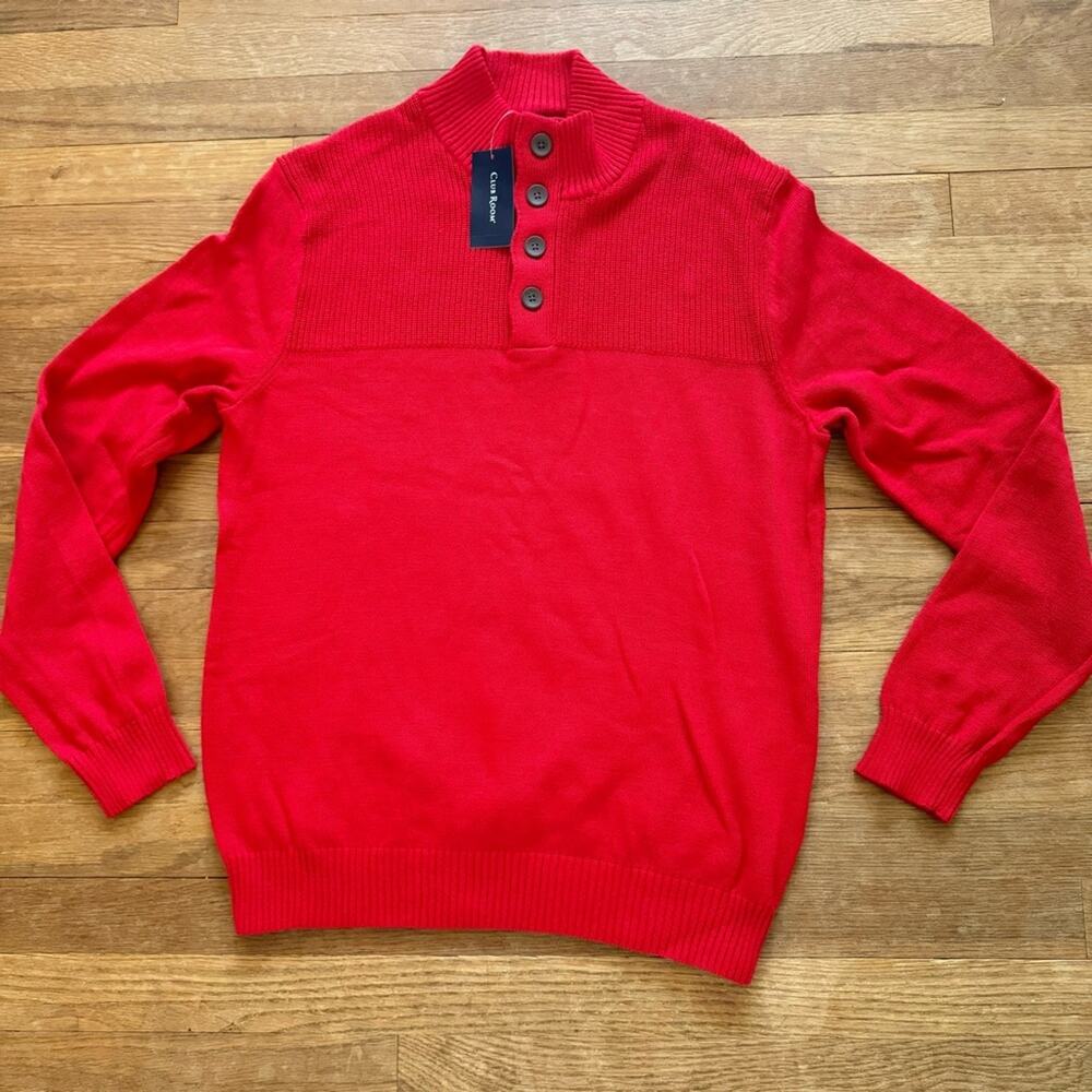 NWT Club Room red mock neck long sleeve sweater shirt top size medium M
b24